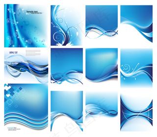 蓝色动感线条背景,背景元素