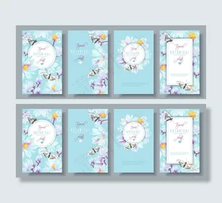 蓝色花卉请柬贺卡