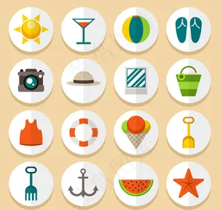 圆形夏季元素贴纸