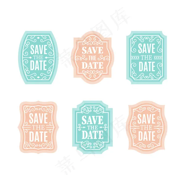 粉色婚礼标签ai矢量模版下载