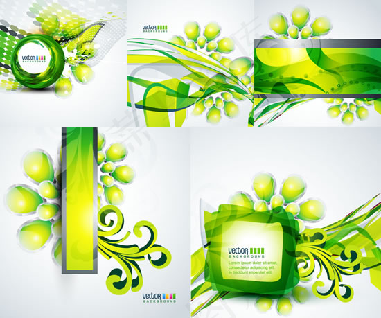 绿色立体花纹背景,背景元素