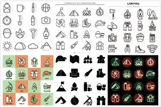 线性旅游元素图标,免抠元素