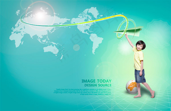 放纸飞机的男孩