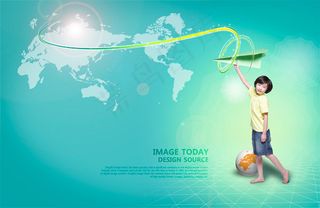 放纸飞机的男孩