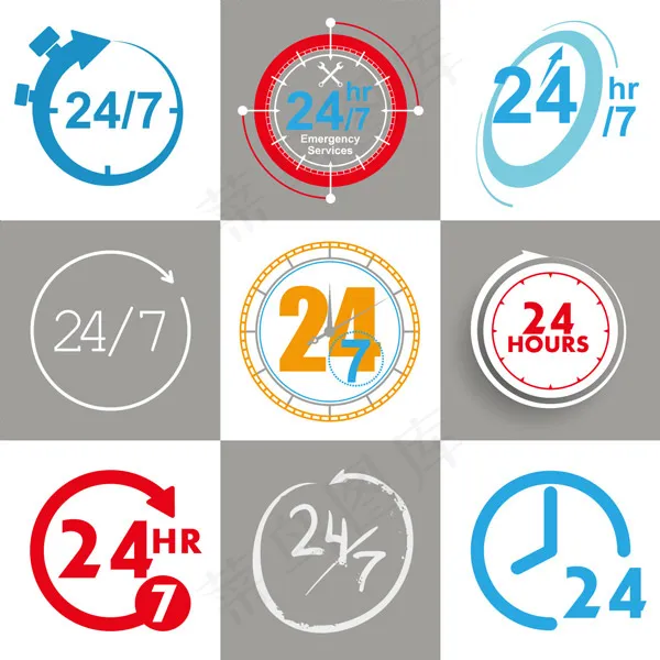 24小时营业标志eps,ai矢量模版下载