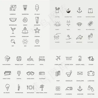 线性旅游图标,免抠元素