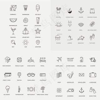 线性旅游图标,免抠元素