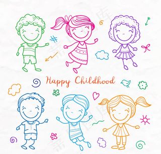 彩绘儿童矢量