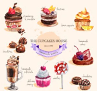 手绘卡通甜点蛋糕,背景元素
