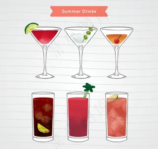 彩绘饮品矢量