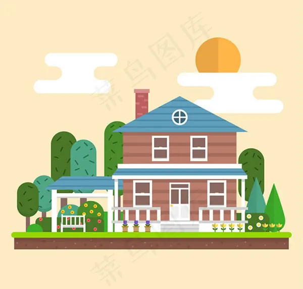 2层楼私家住宅ai矢量模版下载