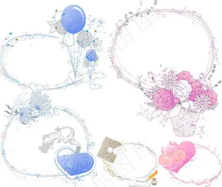 心形信封与边框