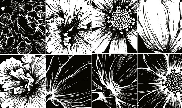 版画花朵矢量eps,ai矢量模版下载