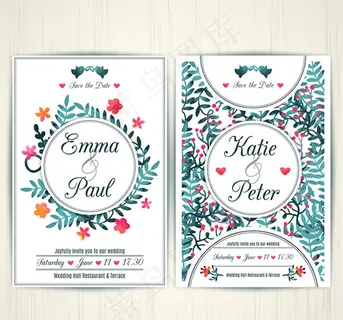 婚礼邀请卡矢量