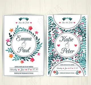 婚礼邀请卡矢量