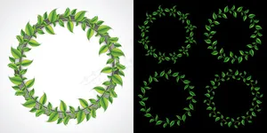 绿色植物花圈矢量,免抠元素