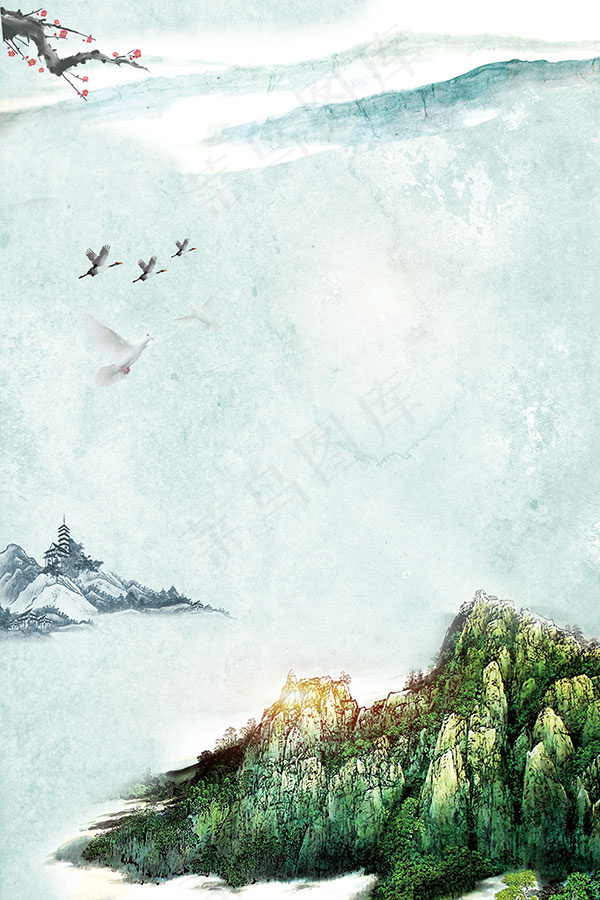 大好河山海报背景(3543X5316(DPI:150))psd模版下载
