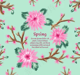 粉色春季花枝