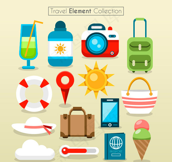 旅行元素图标,免抠元素