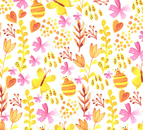 花卉与蝴蝶背景