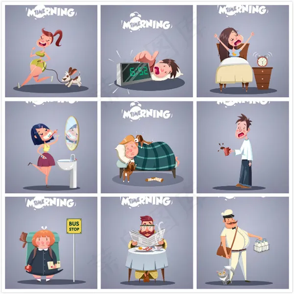 卡通生活人物eps,ai矢量模版下载