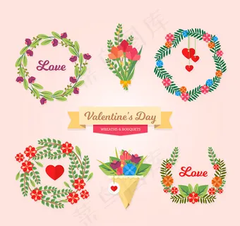 情人节花束和花环