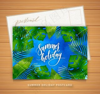 棕榈叶夏季明信片
