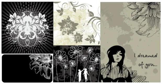 黑白灰花纹矢量