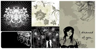 黑白灰花纹矢量