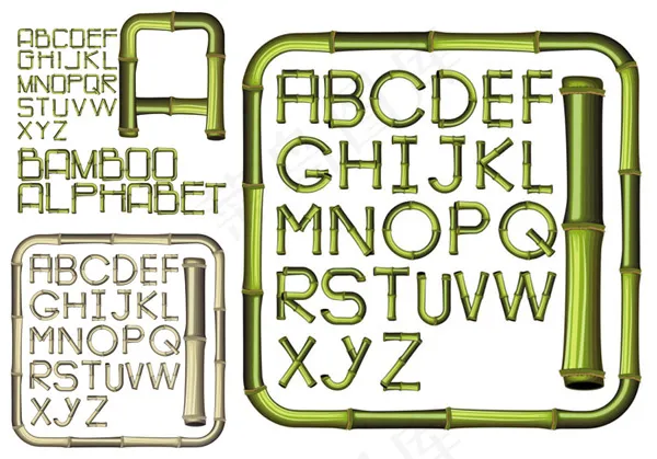 竹子创意字母eps,ai矢量模版下载