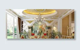 欧式背景墙模型