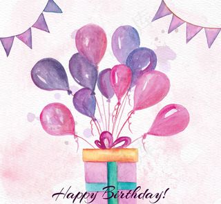 系满气球的生日礼盒