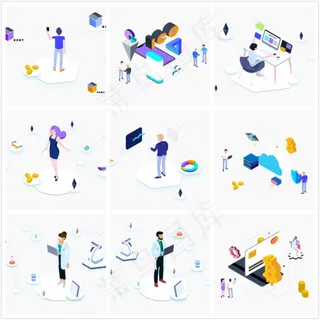 商务概念等距图标,免抠元素