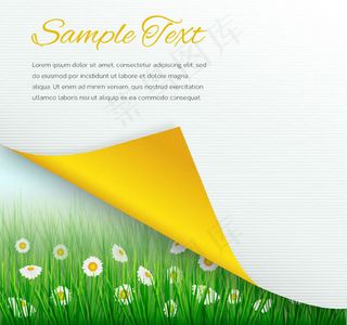 掀边纸张下的花丛