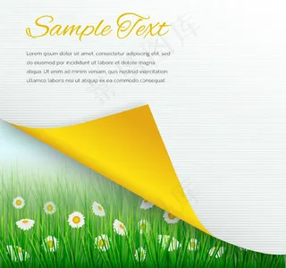 掀边纸张下的花丛