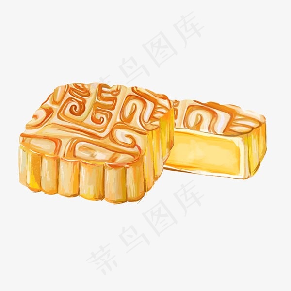 手绘方形月饼