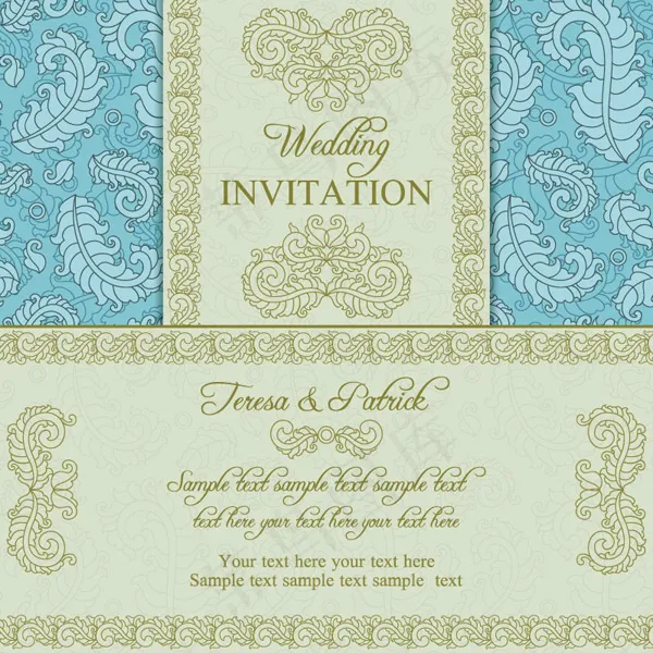 花纹婚礼请柬eps,ai矢量模版下载