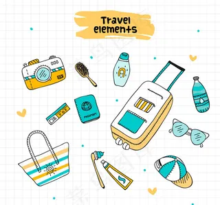 12款清新旅游物品,背景元素