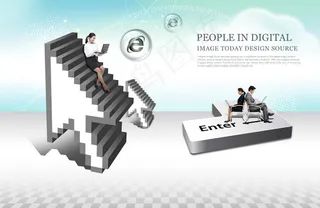 鼠标键盘帽与人物