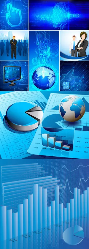 蓝色科技职场背景,背景元素