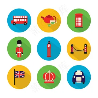 伦敦元素图标,免抠元素