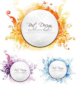 时尚花纹圆形边框