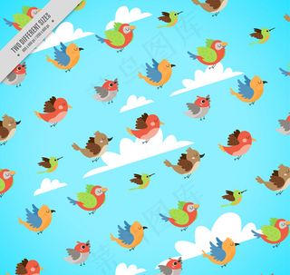飞翔的鸟无缝背景