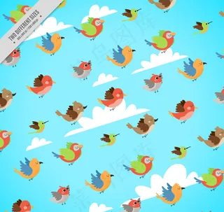 飞翔的鸟无缝背景