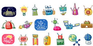 卡通图标科技,免抠元素,背景元素