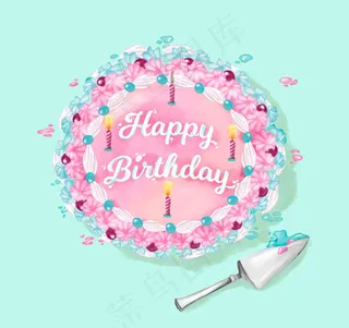 彩色花朵生日蛋糕