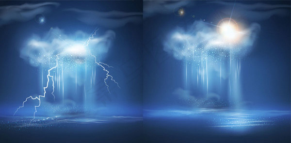 精致雷雨天气背景eps,ai矢量模版下载