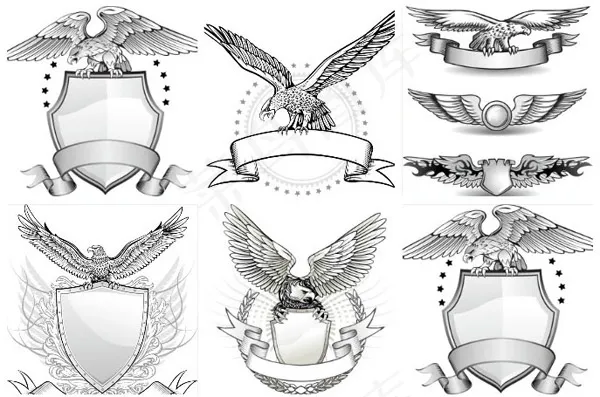 线条老鹰徽章eps,ai矢量模版下载