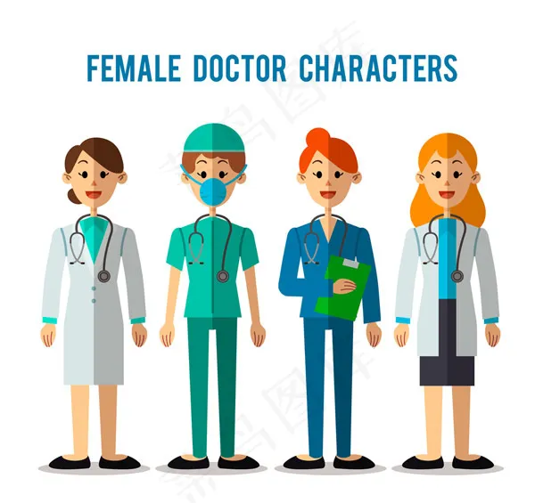 扁平化医务人员ai矢量模版下载