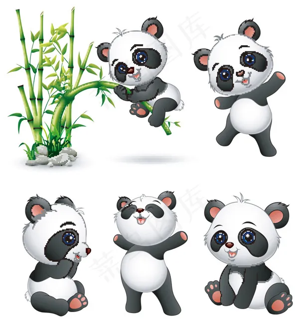 可爱卡通大熊猫,背景元素eps,ai矢量模版下载